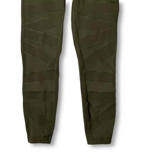 Lululemon High Times Leggings Crop Tech Mesh Tights Olive Green Sz 6    88 - Picture 4 of 12